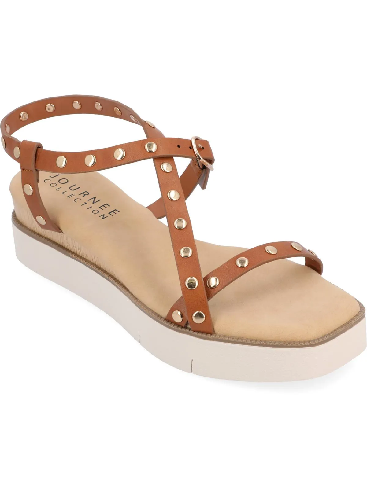 Lindsay Womens Faux Leather Studded Slingback Sandals