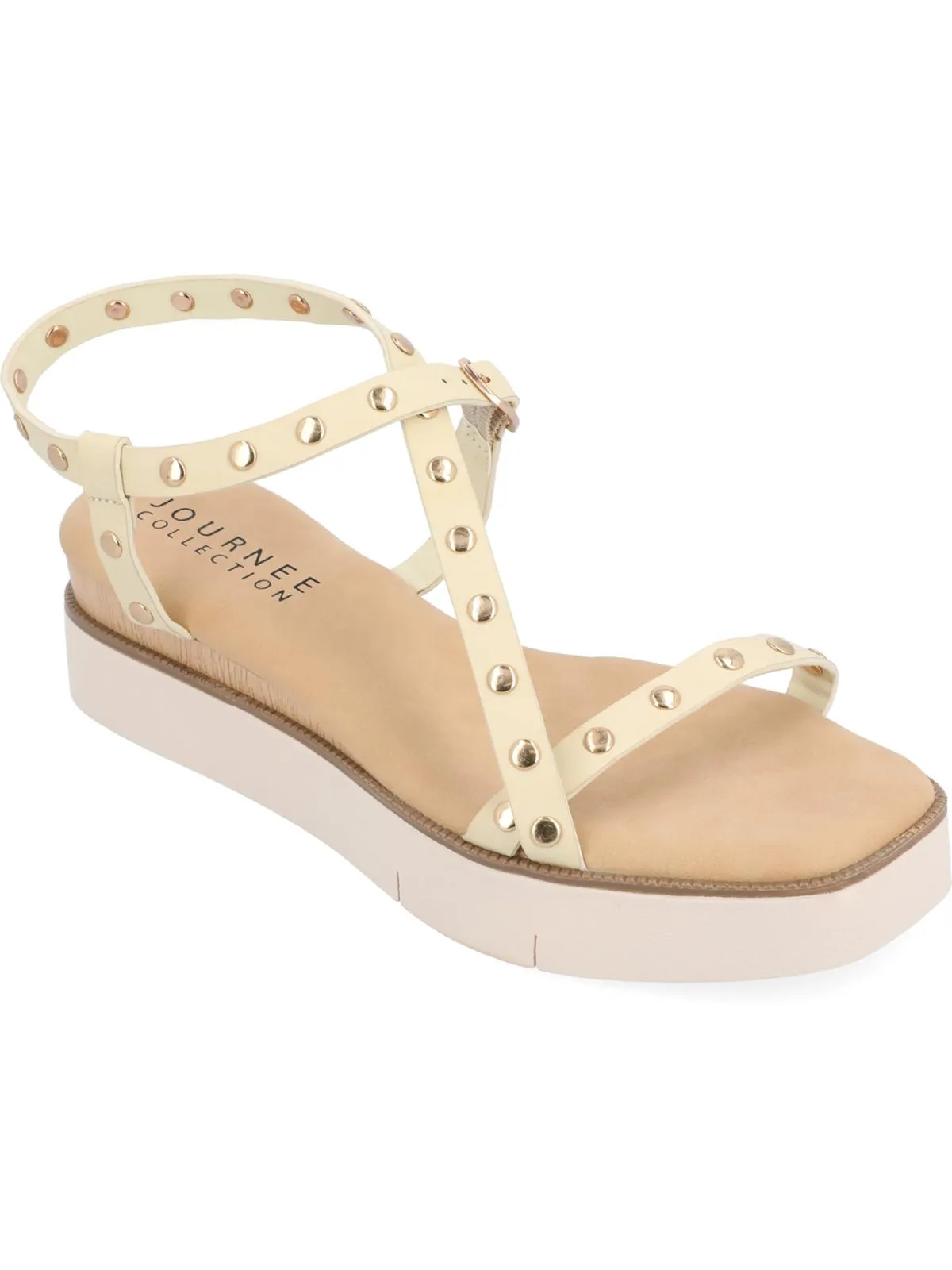 Lindsay Womens Faux Leather Studded Slingback Sandals