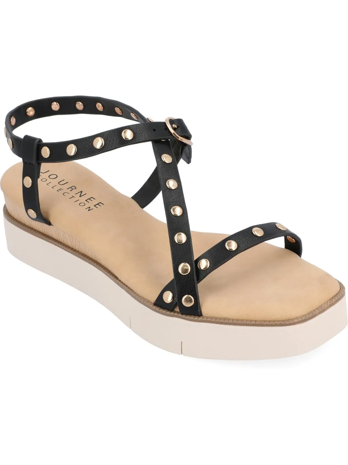 Lindsay Womens Faux Leather Studded Slingback Sandals