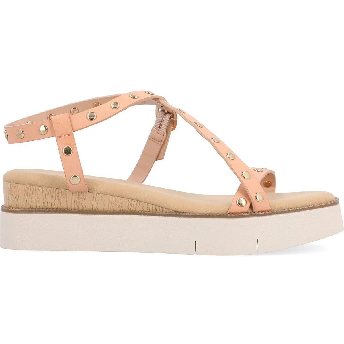 Lindsay Womens Faux Leather Studded Slingback Sandals