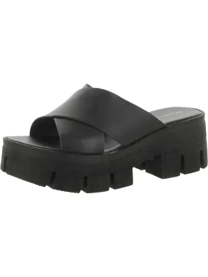 Lock Down Womens Leather Slip On Platform Sandals