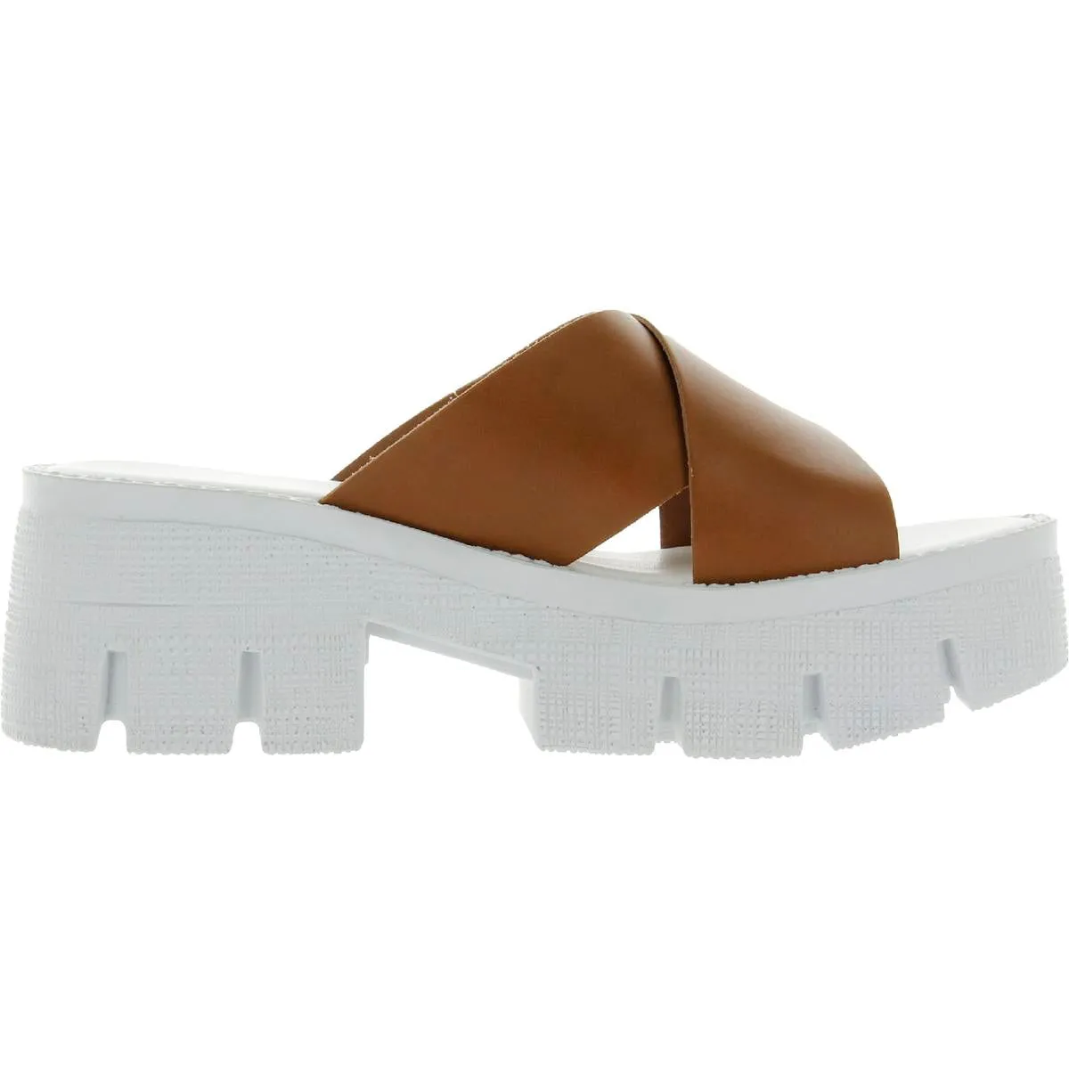 Lock Down Womens Leather Slip On Platform Sandals