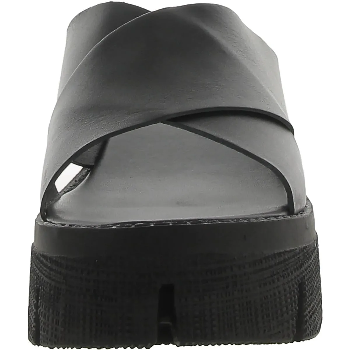 Lock Down Womens Leather Slip On Platform Sandals