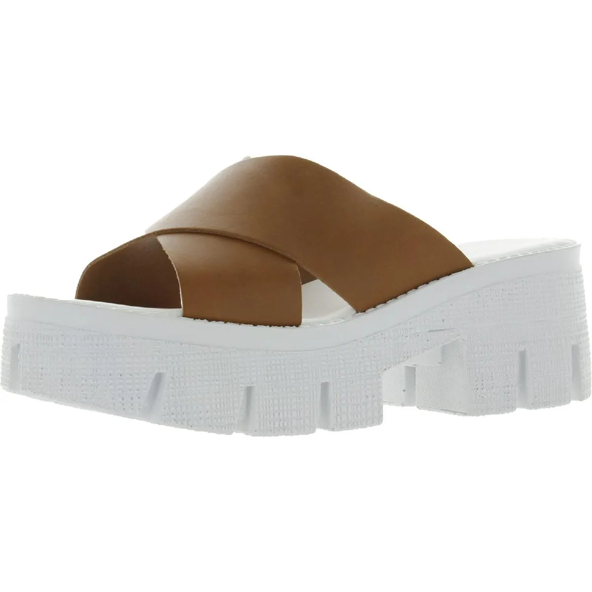 Lock Down Womens Leather Slip On Platform Sandals