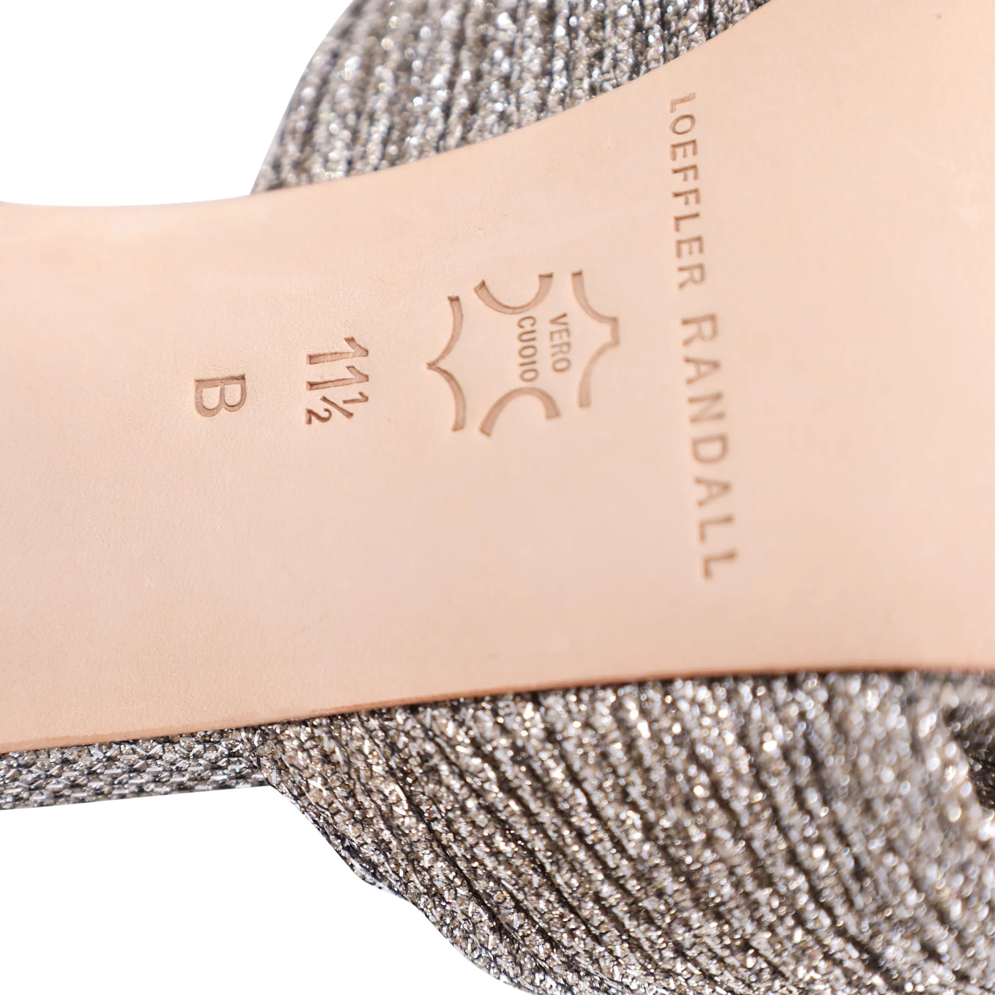 Loeffler Randall Camellia Knotted Metallic Sandals in Silver Satin