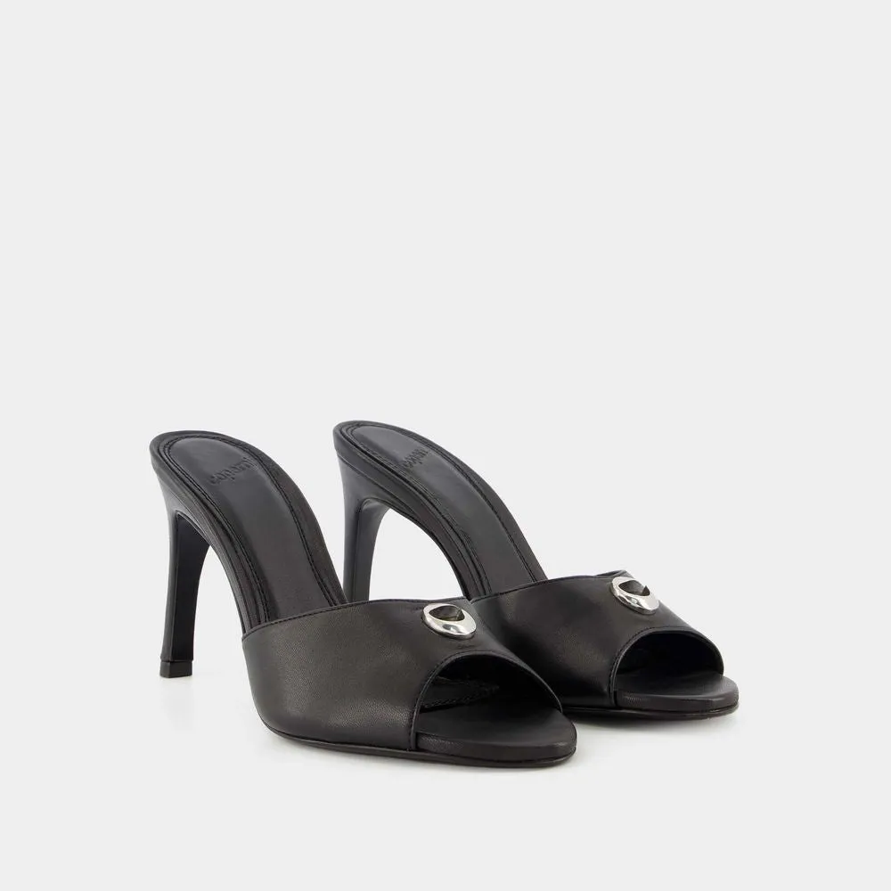 Logo Mules - Black - Leather