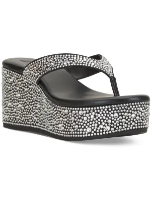 Loli Womens Slip-On Thong Wedge Sandals