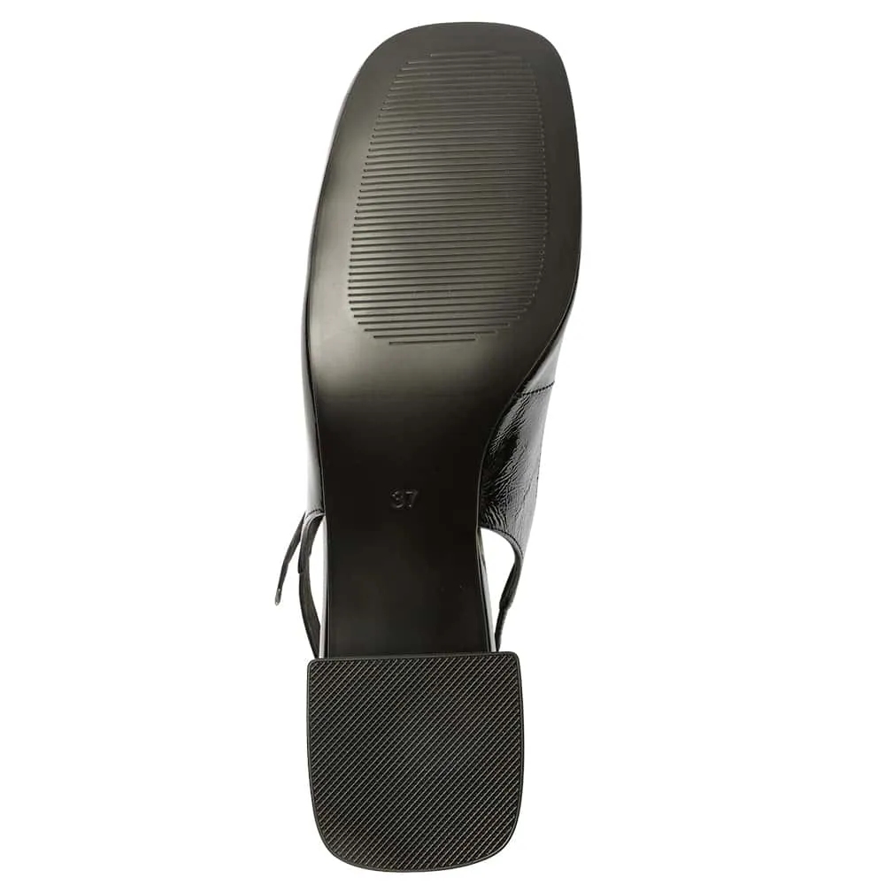 Lotus Heel in Black Patent