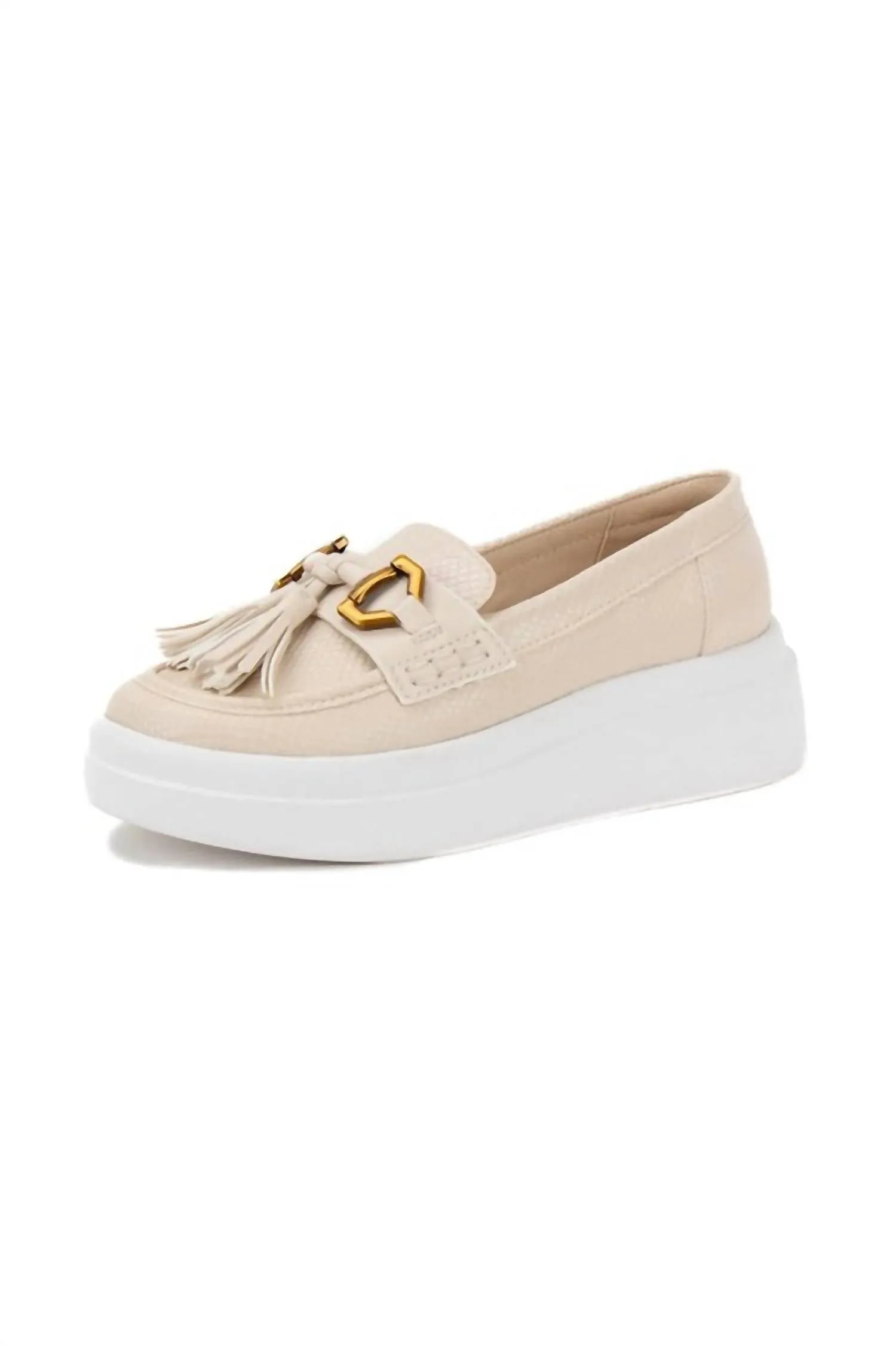 Lss Slip On Platform Tassel Loafer/sneaker In Beige