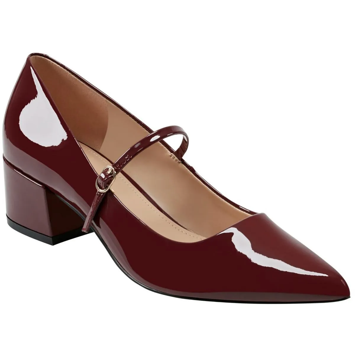 LUCCIE Womens Block Heel Manmade Mary Jane Heels