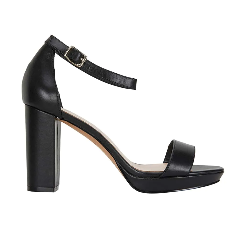 Lush Heel in Black Leather