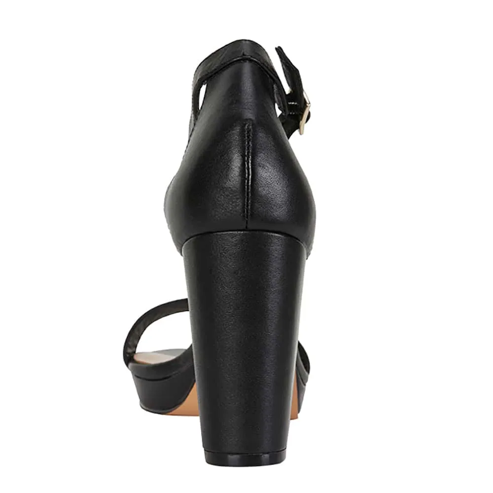 Lush Heel in Black Leather