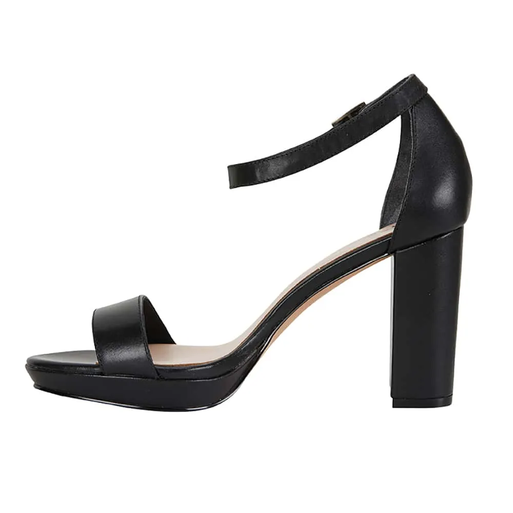 Lush Heel in Black Leather