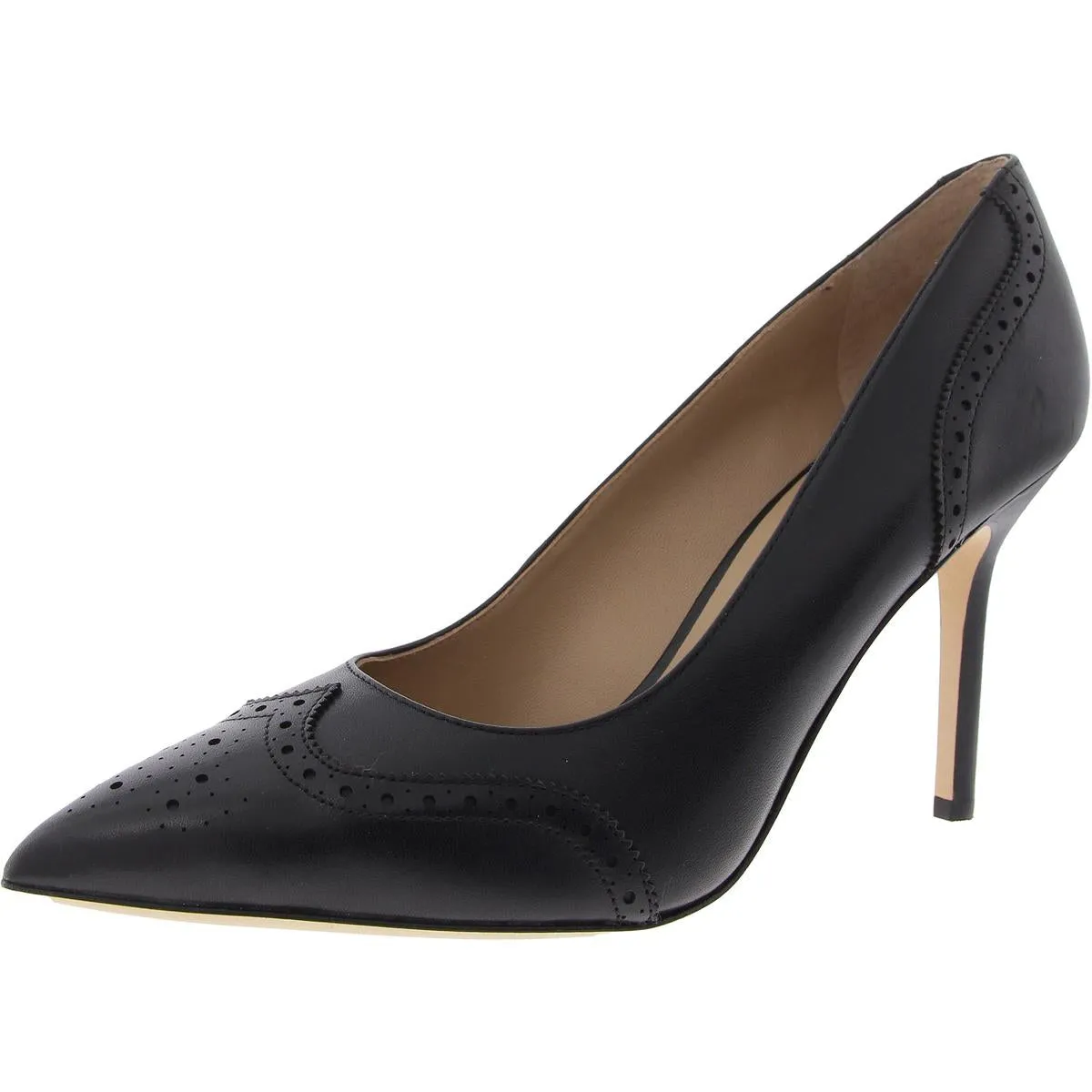 Lynden Womens Leather Wingtip Pumps