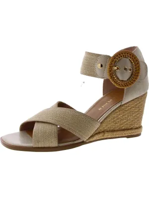 lYRAH Knit Ankle Strap Wedge Sandals