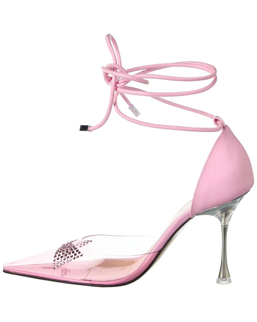 Mach & Mach Crystal Square Bow Vinyl & Leather Pump