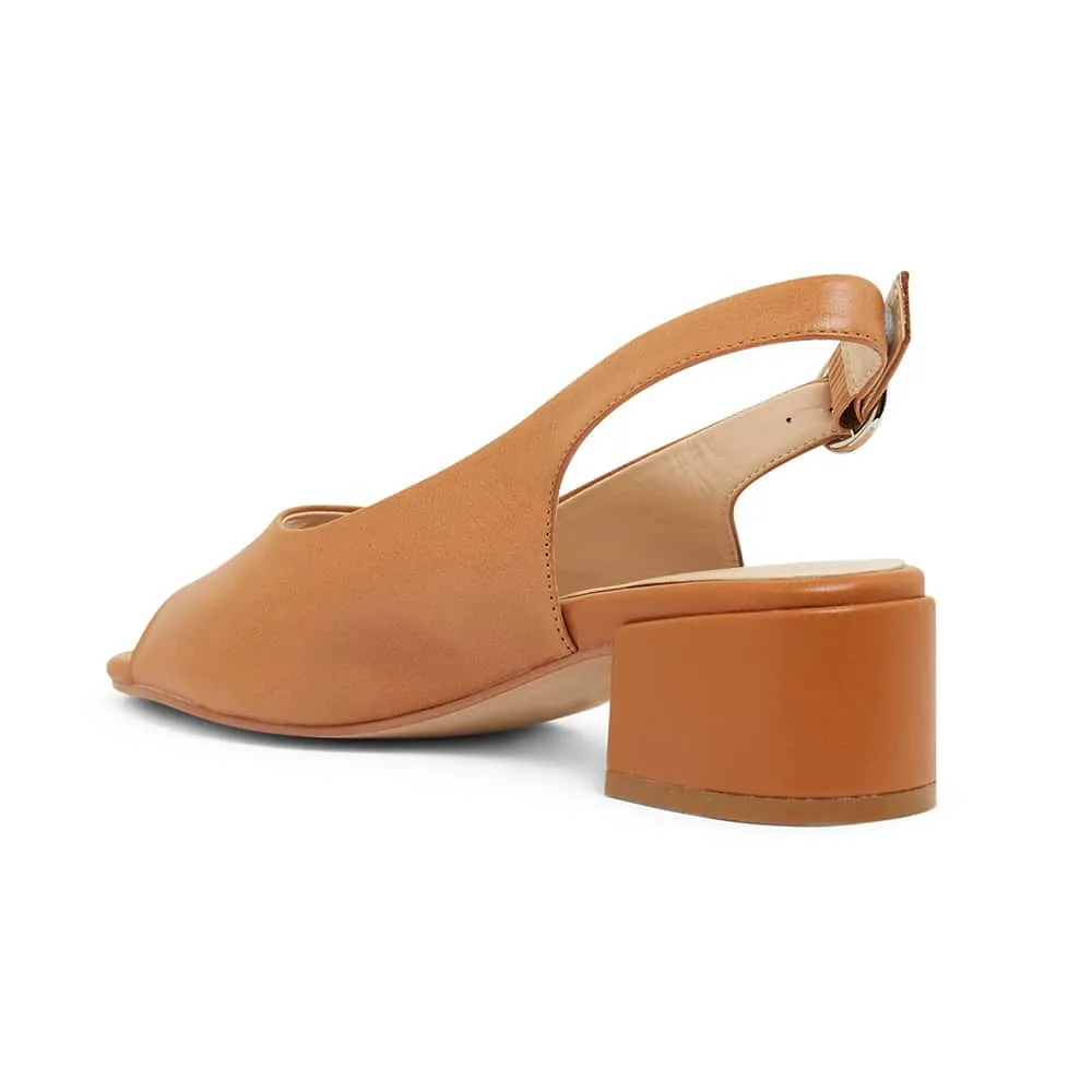 Macy Heel in Tan Leather