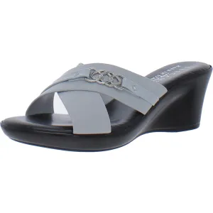 Maggia Womens Faux Leather Embellished Slide Sandals