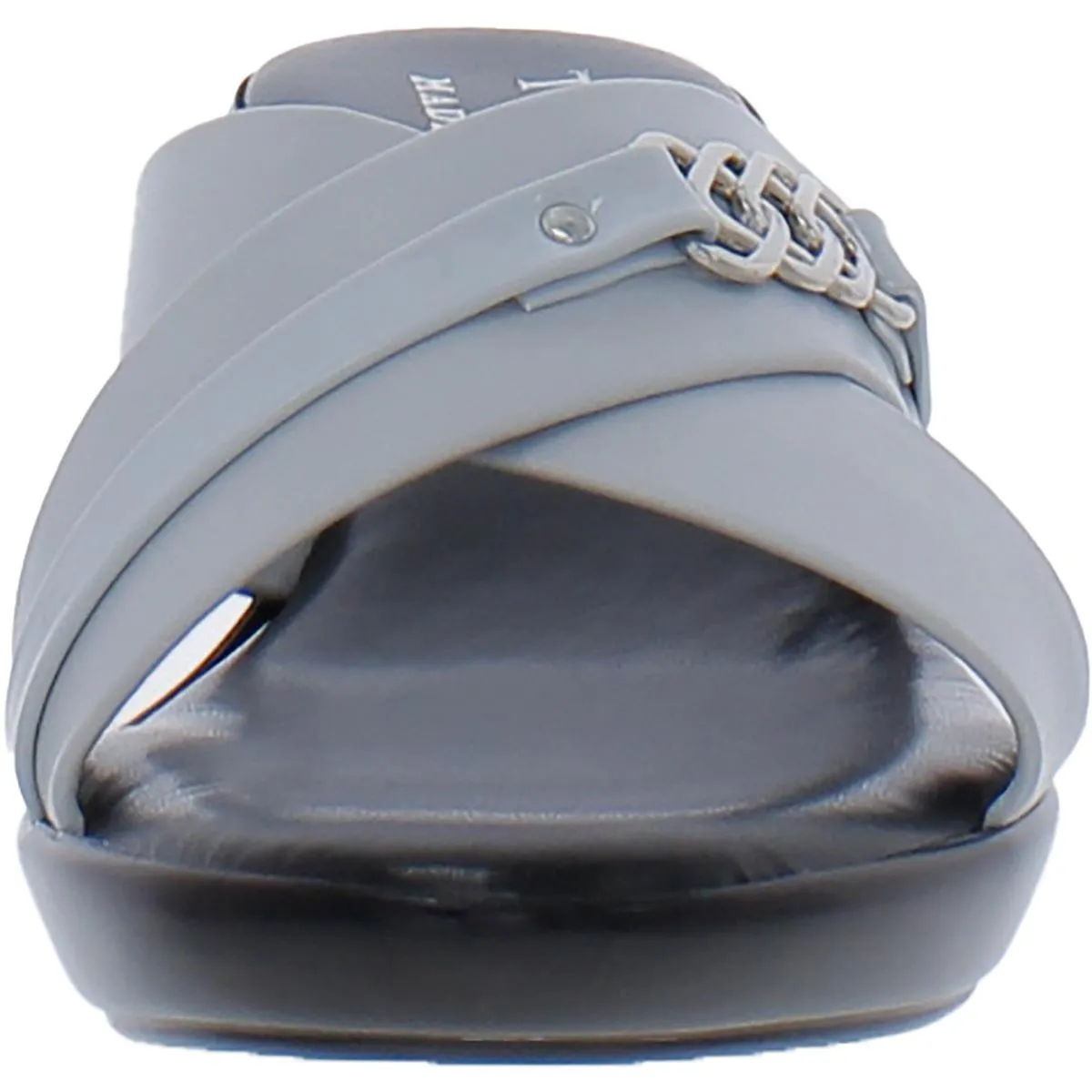 Maggia Womens Faux Leather Embellished Slide Sandals