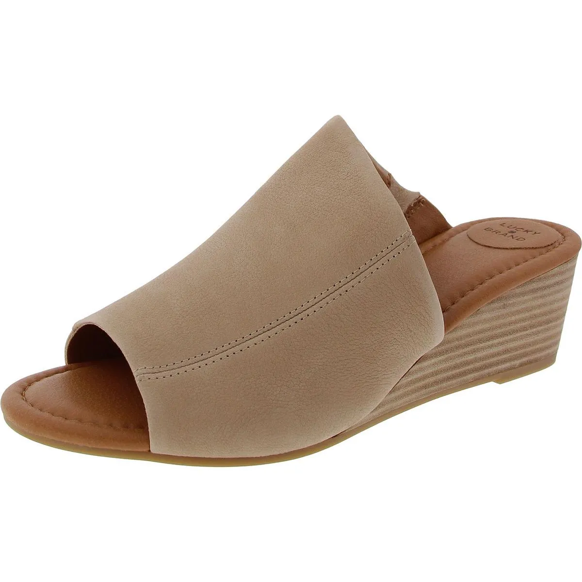 Malenka Womens Leather Slip On Wedge Sandals