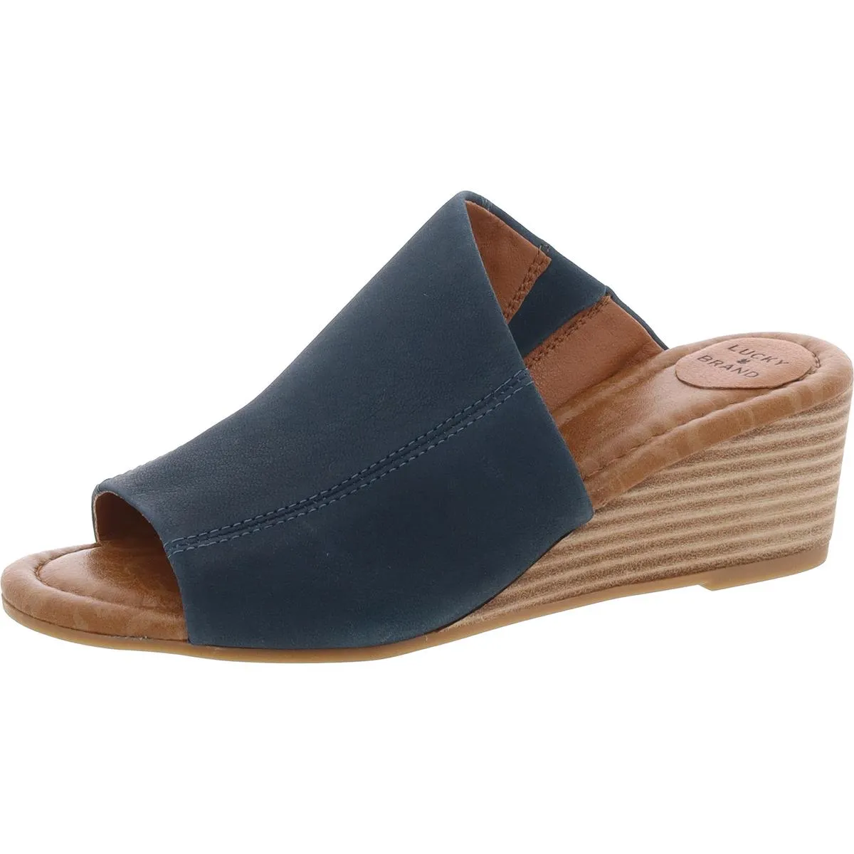 Malenka Womens Leather Slip On Wedge Sandals