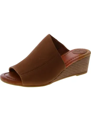 Malenka Womens Leather Slip On Wedge Sandals