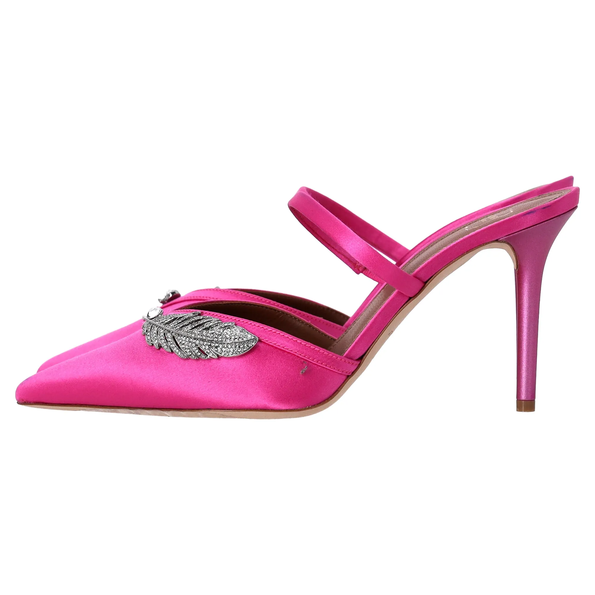 Malone Souliers Fara Embellished Slip-On Pumps in Pink Satin