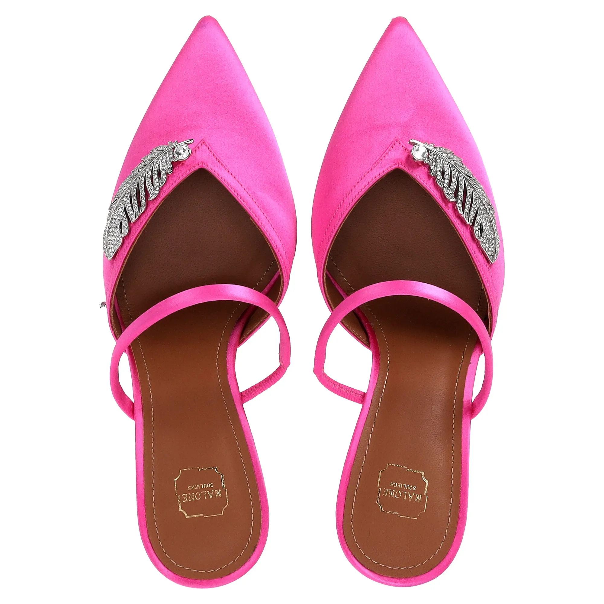 Malone Souliers Fara Embellished Slip-On Pumps in Pink Satin