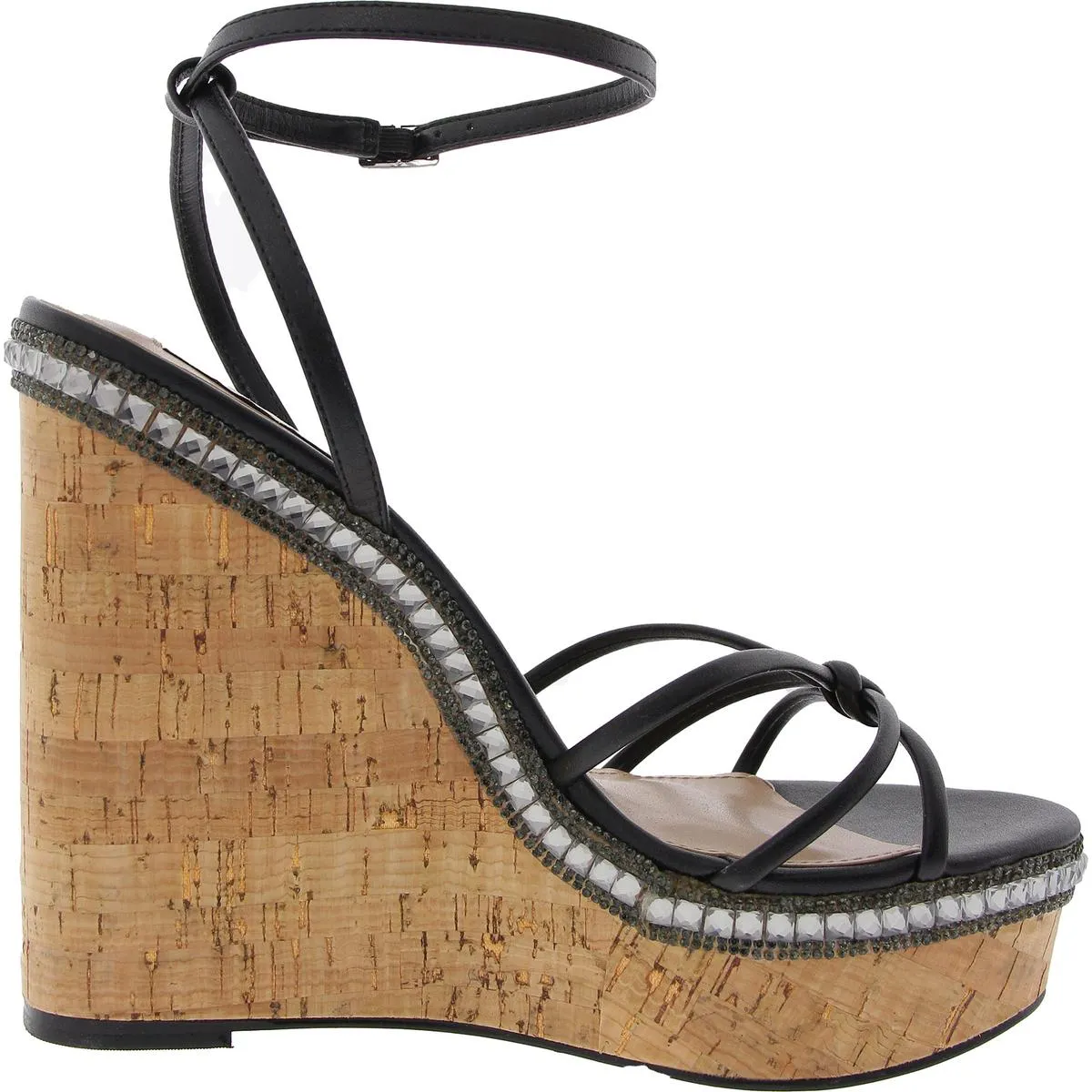 Manifest Womens Embellished Faux Leather Wedge Sandals