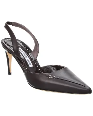 Manolo Blahnik Homerasli 70 Leather Slingback Pump
