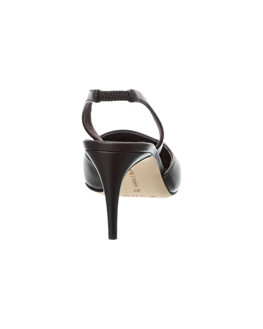 Manolo Blahnik Homerasli 70 Leather Slingback Pump