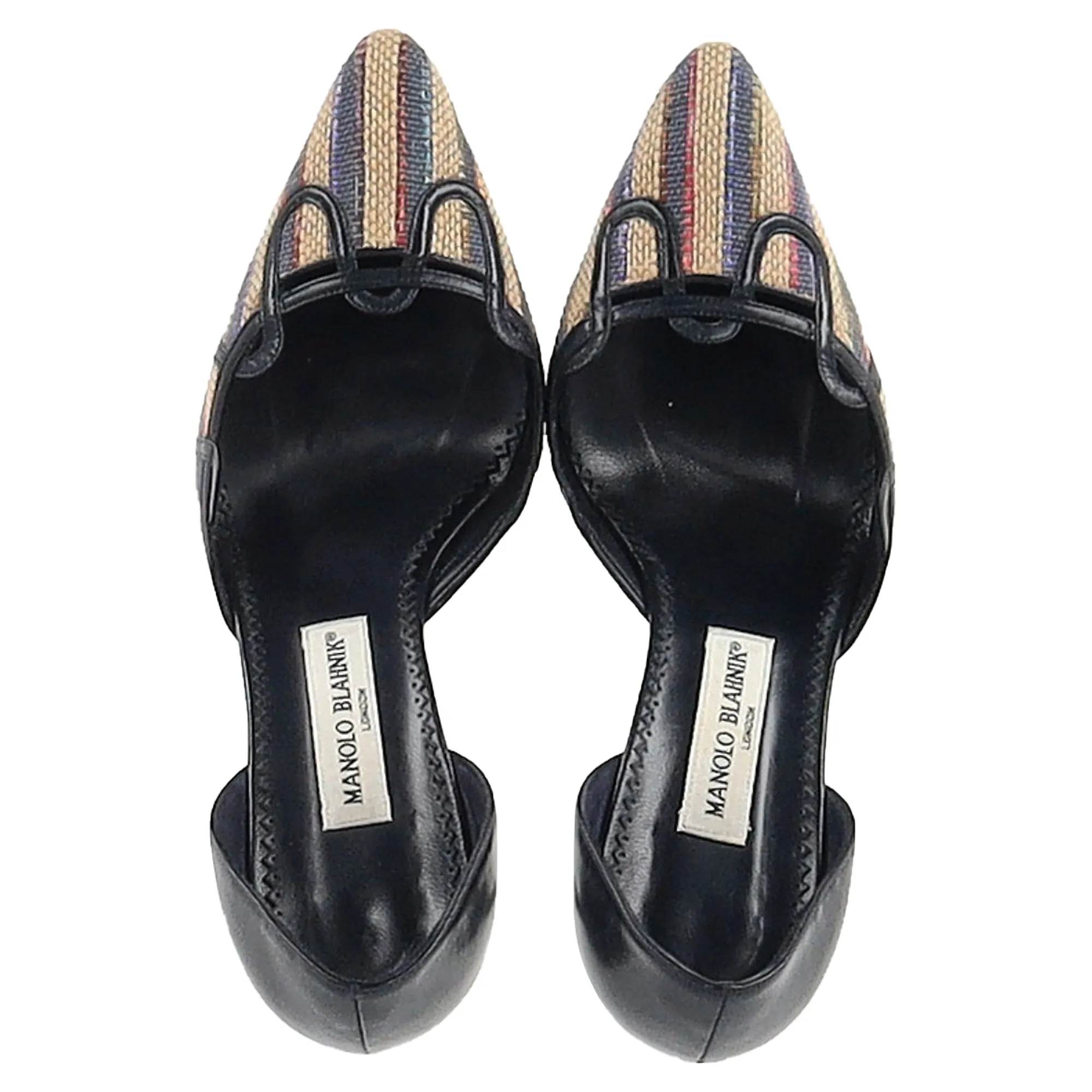 Manolo Blahnik Pointed Pumps in Multicolor Raffia