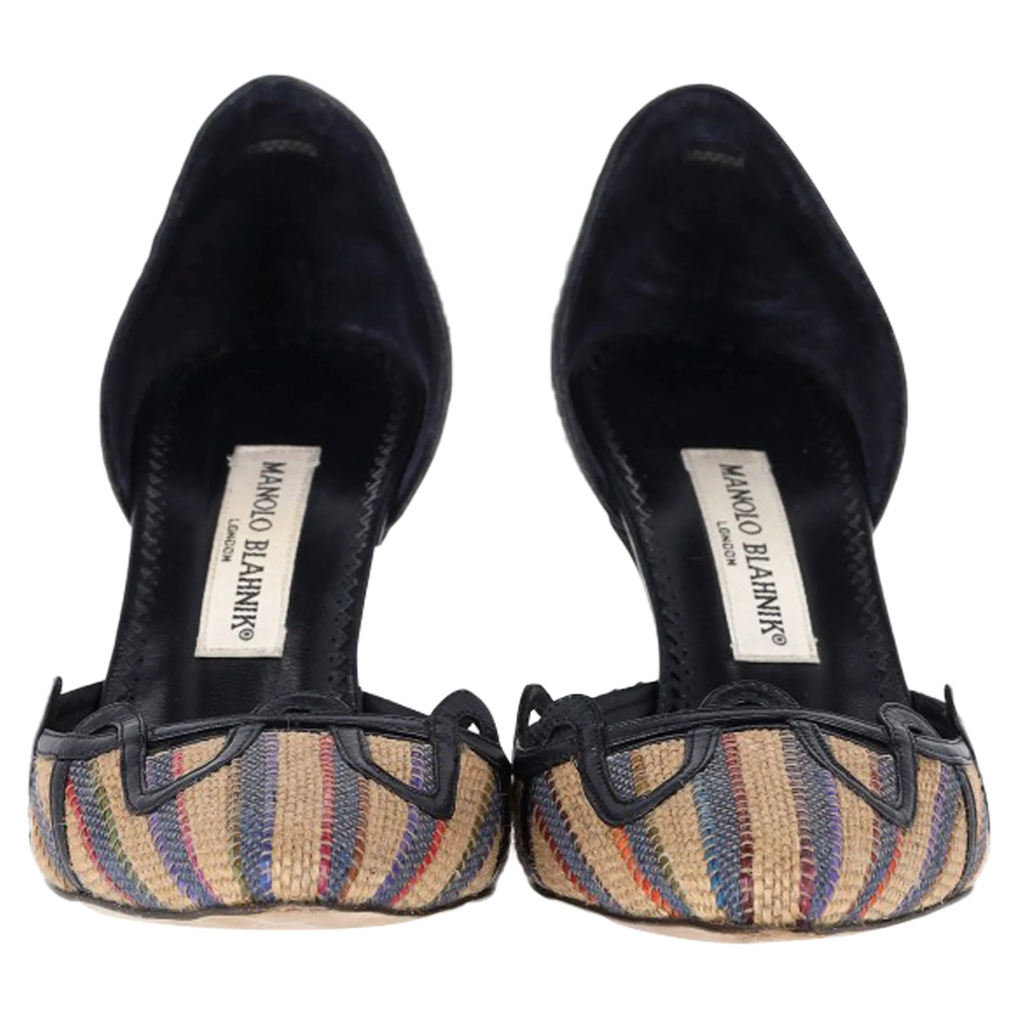 Manolo Blahnik Pointed Pumps in Multicolor Raffia