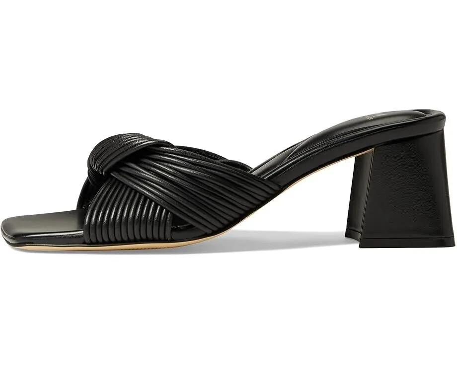 Marc Fisher Cherrie Sandals Women 7.5 Black Leather Square Toe Block Heel KHD660