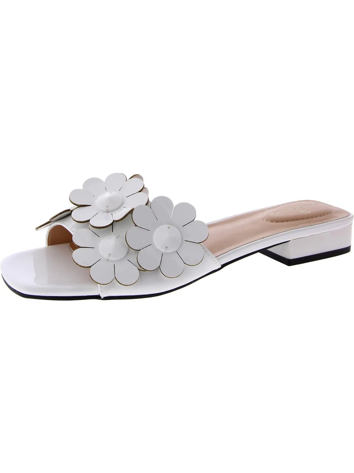 Mari Gold 3 Womens Faux Leather Flat Slide Sandals