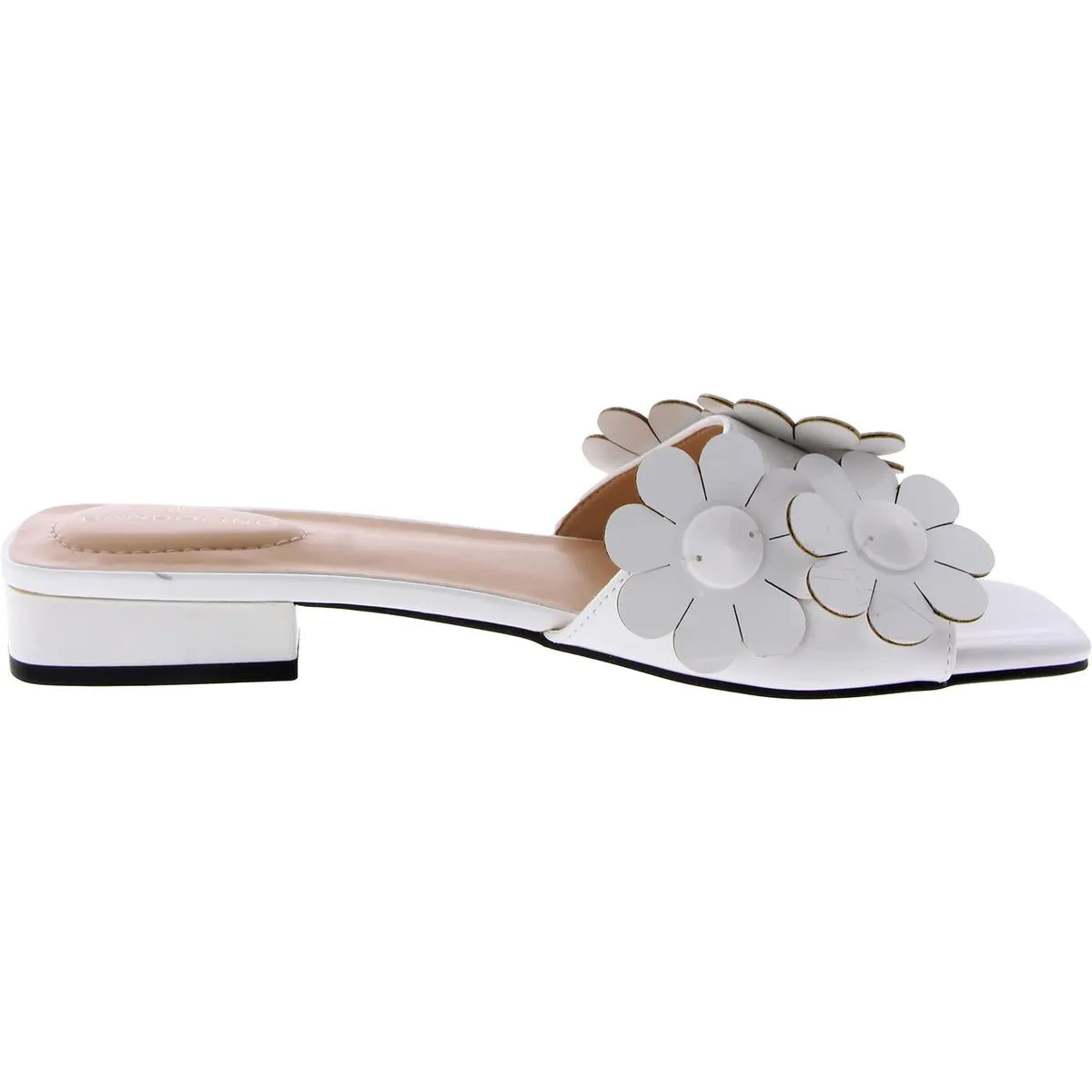 Mari Gold 3 Womens Faux Leather Flat Slide Sandals