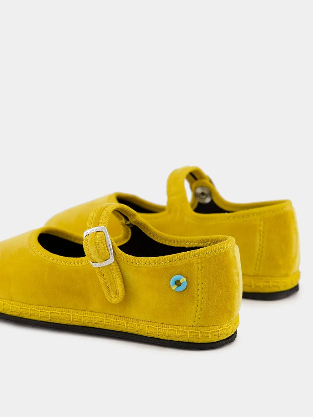 Mary Jane Bambino in Yellow Ribolla Velvet