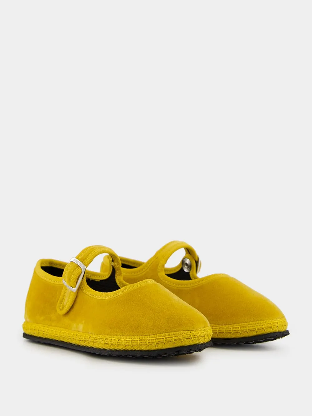 Mary Jane Bambino in Yellow Ribolla Velvet