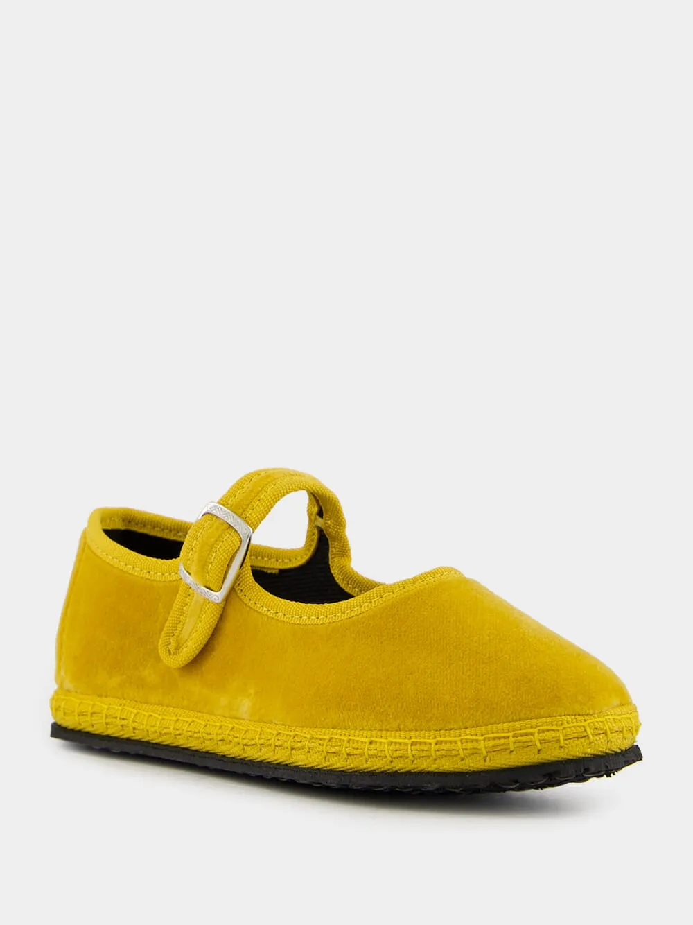 Mary Jane Bambino in Yellow Ribolla Velvet
