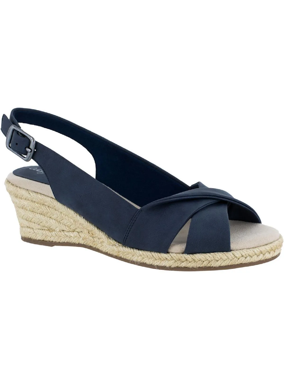 Maureen Womens Faux Leather Slingback Wedge Sandals