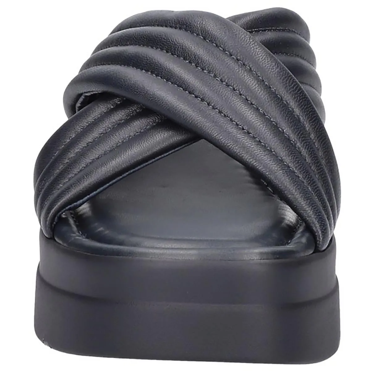 Maz-Italy Womens Cushioned Footbed Leather Slide Sandals