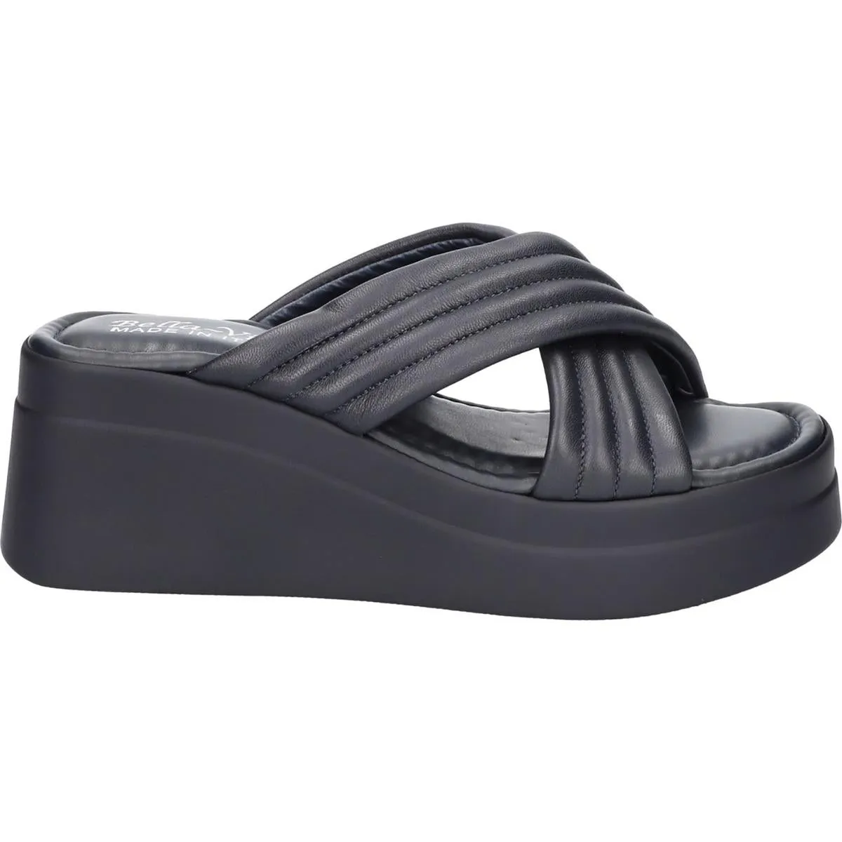 Maz-Italy Womens Cushioned Footbed Leather Slide Sandals