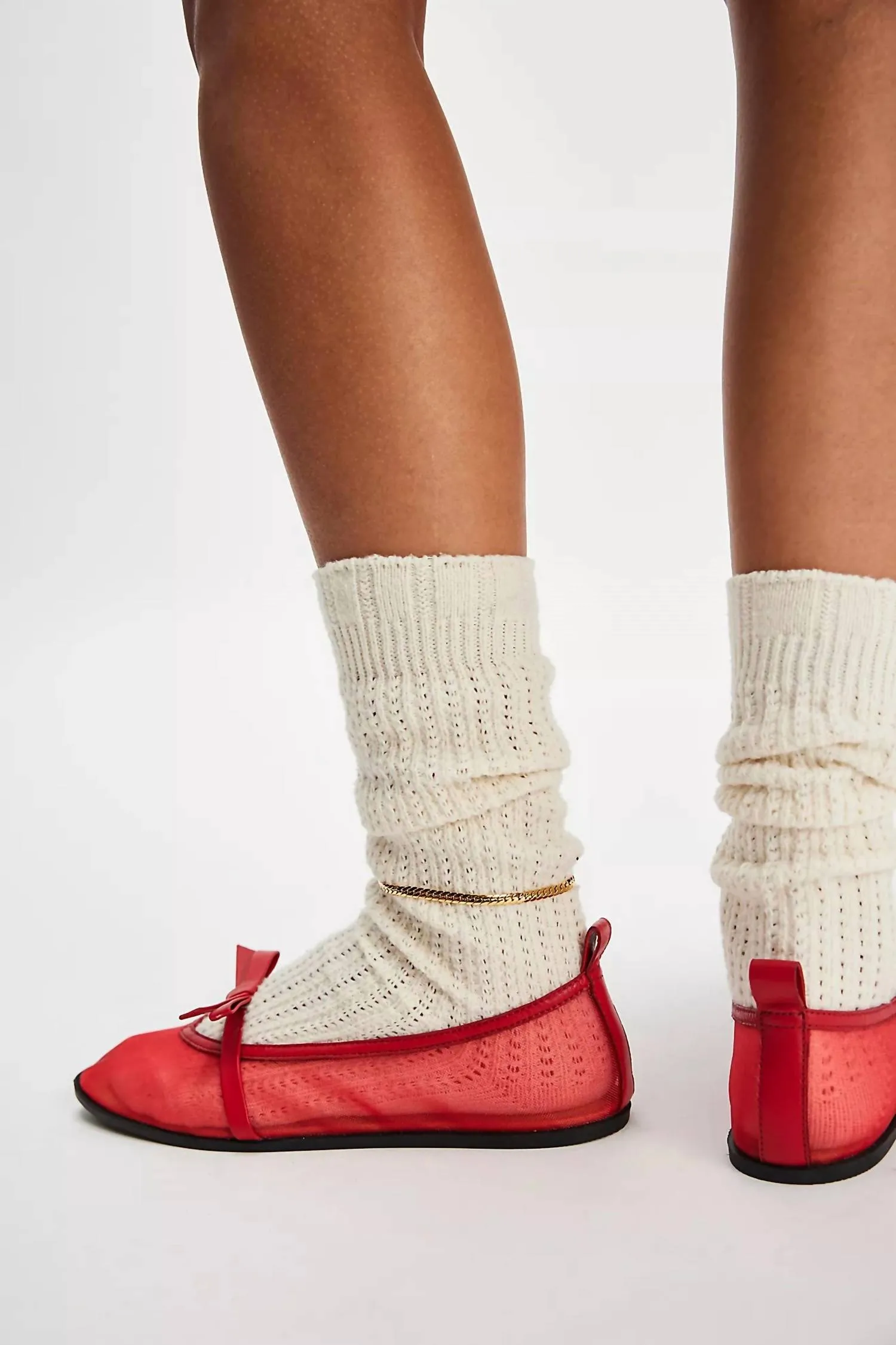 Mesh Mania Bow Flat Shoes In Red