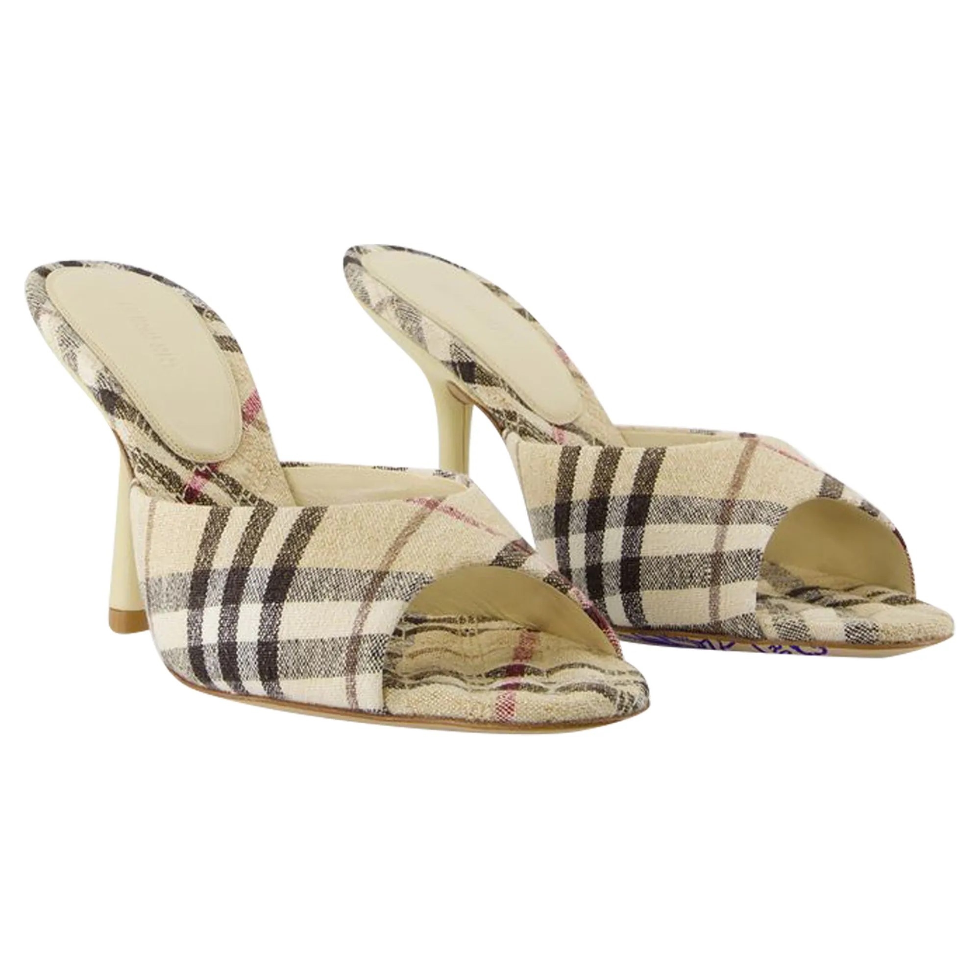 Mews 90 Chk Pumps - Burberry - Linen - Neutral