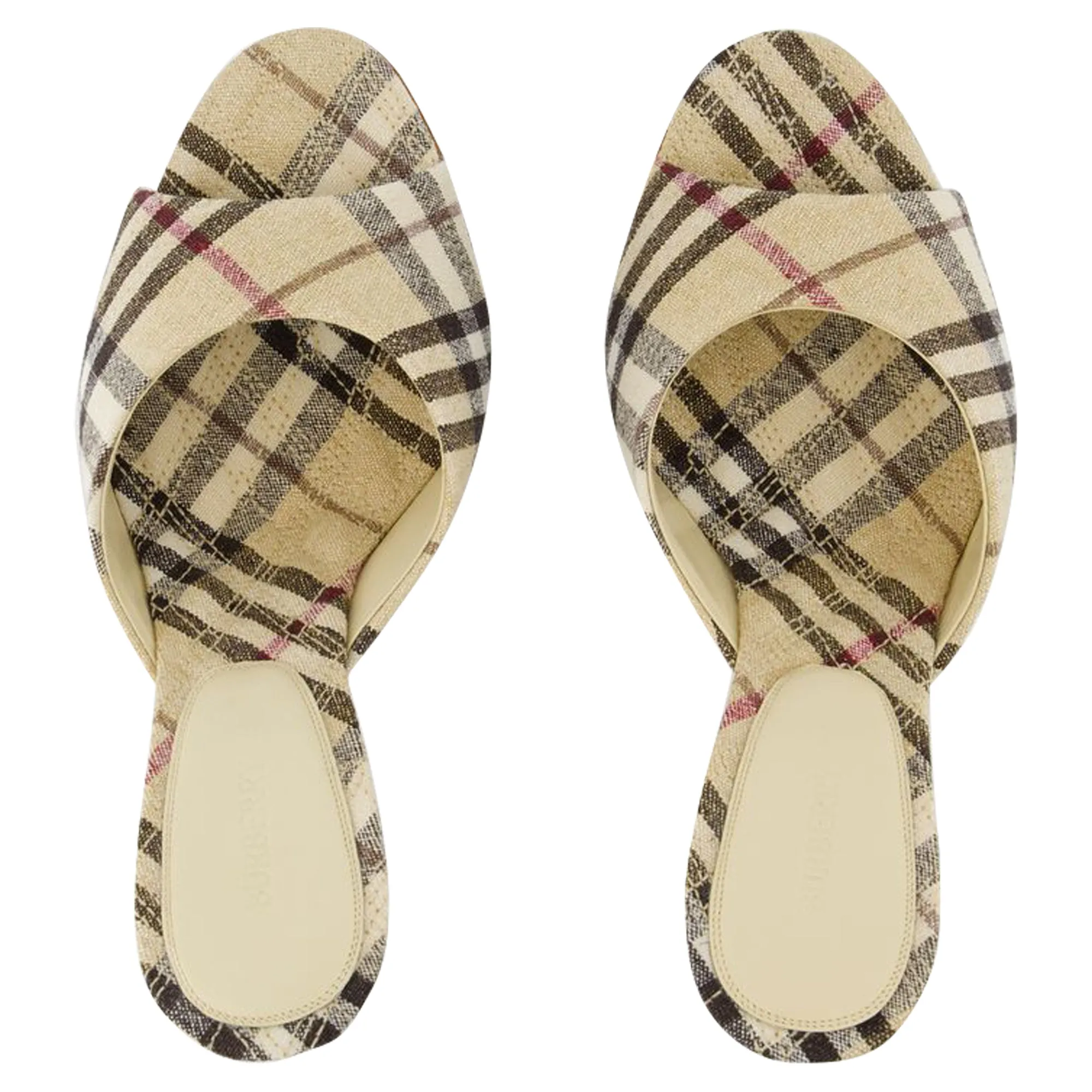 Mews 90 Chk Pumps - Burberry - Linen - Neutral