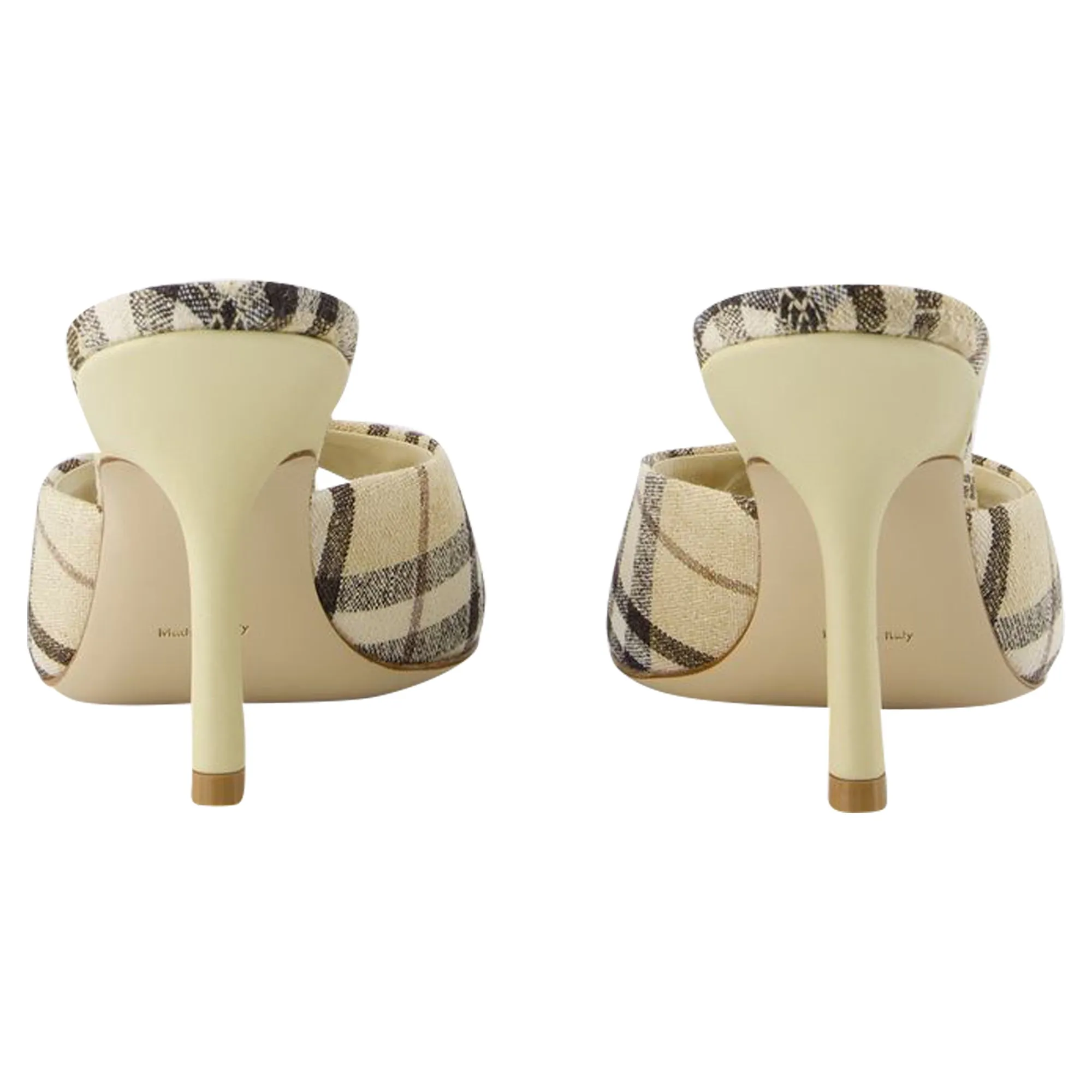 Mews 90 Chk Pumps - Burberry - Linen - Neutral
