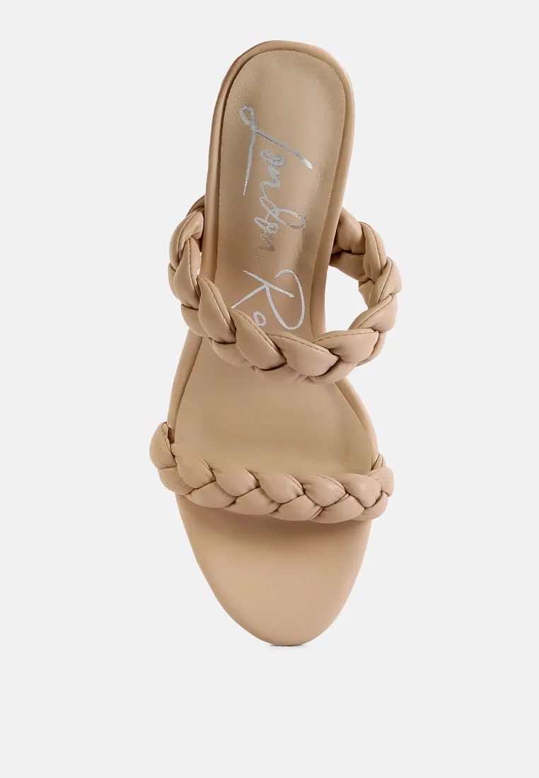 mi amor braided strap high block heels sandals
