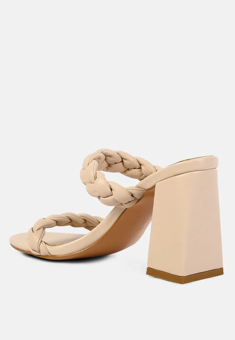 mi amor braided strap high block heels sandals