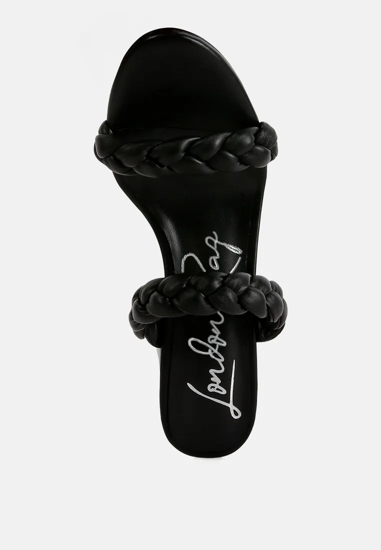 mi amor braided strap high block heels sandals