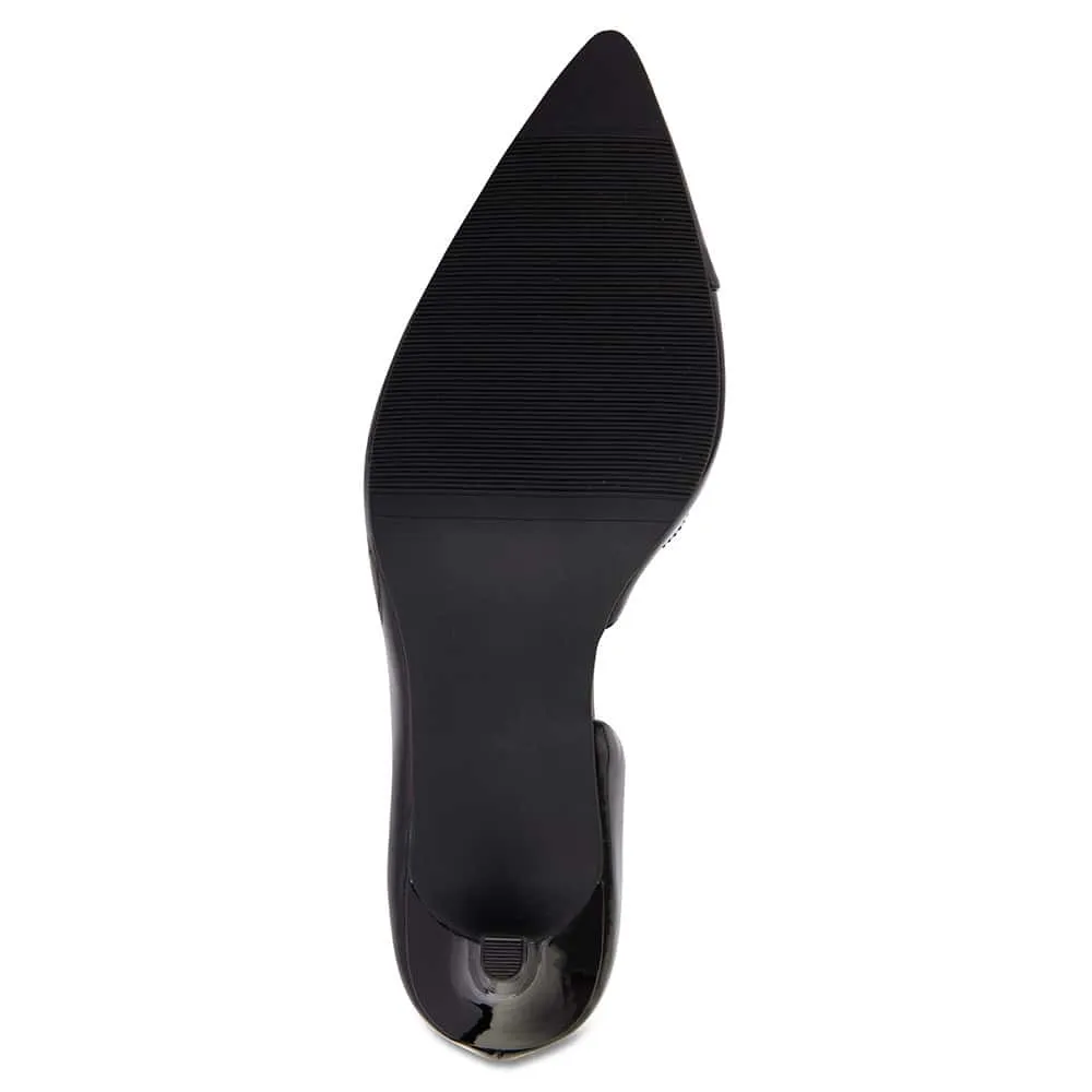 Mikado Heel in Black Patent